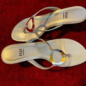 Silver Kitten heel sandal